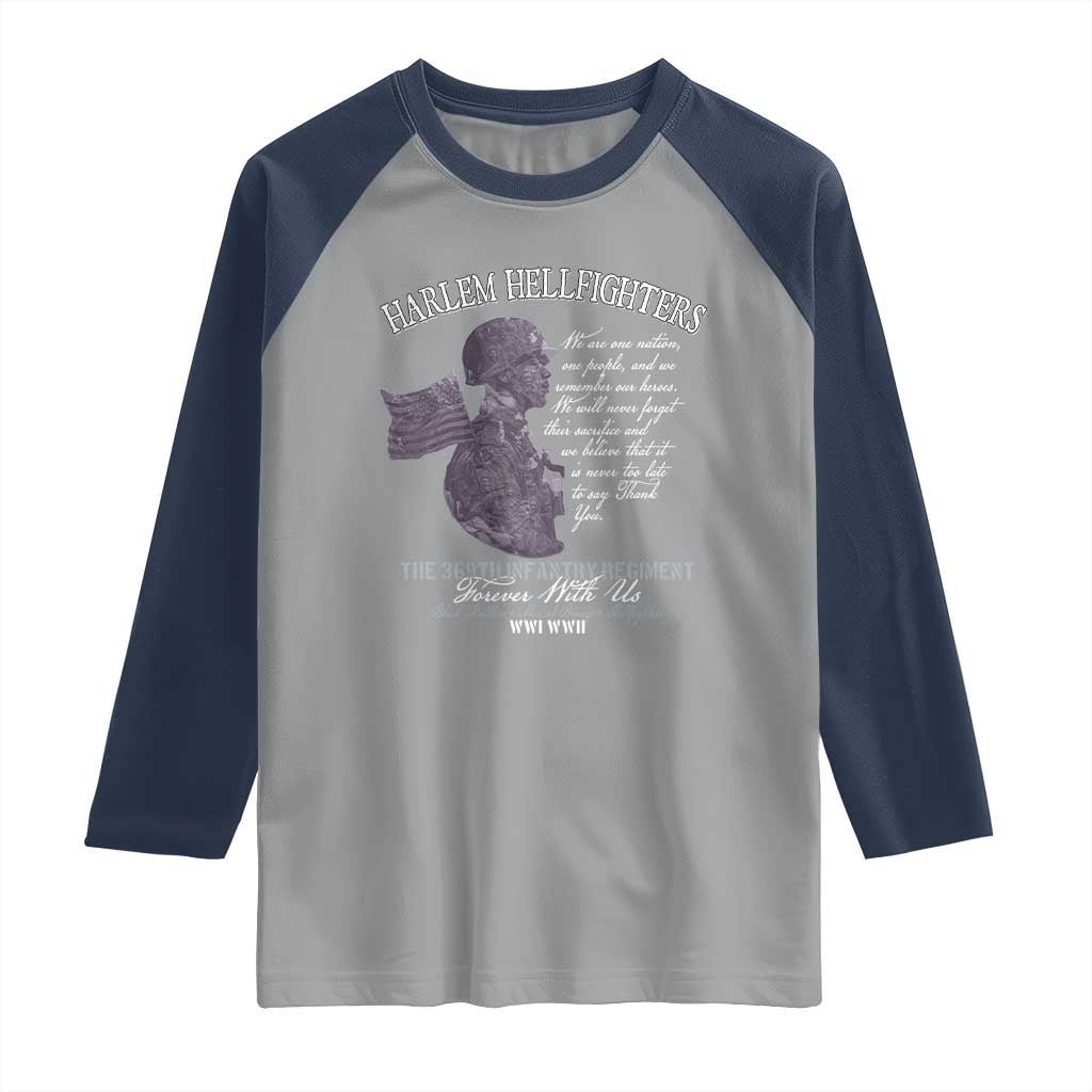 Harlem Hellfighters Tribute Raglan Shirt 369th Infantry Regiment Military Soldiers Vintage TS02 Sport Gray Navy Print Your Wear