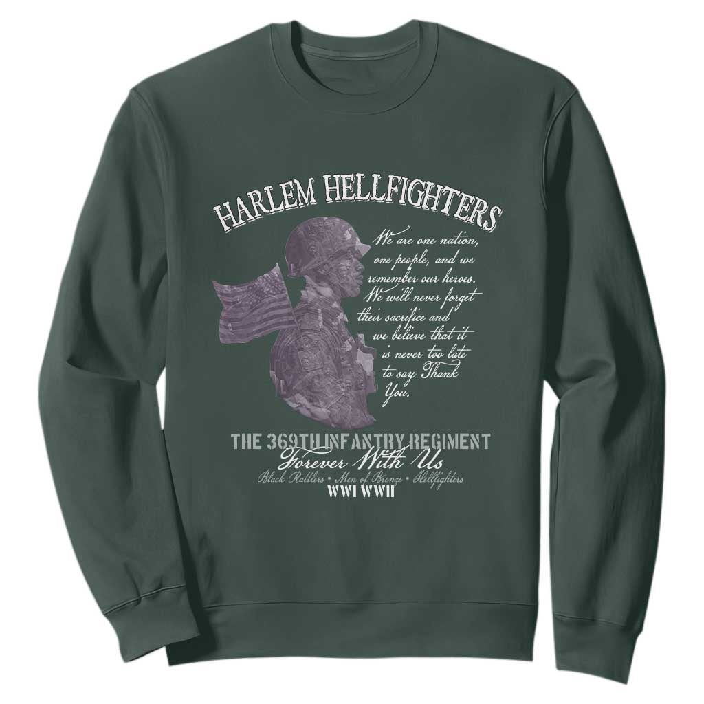 Harlem Hellfighters Tribute Sweatshirt 369th Infantry Regiment Military Soldiers Vintage TS02 Dark Forest Green Print Your Wear