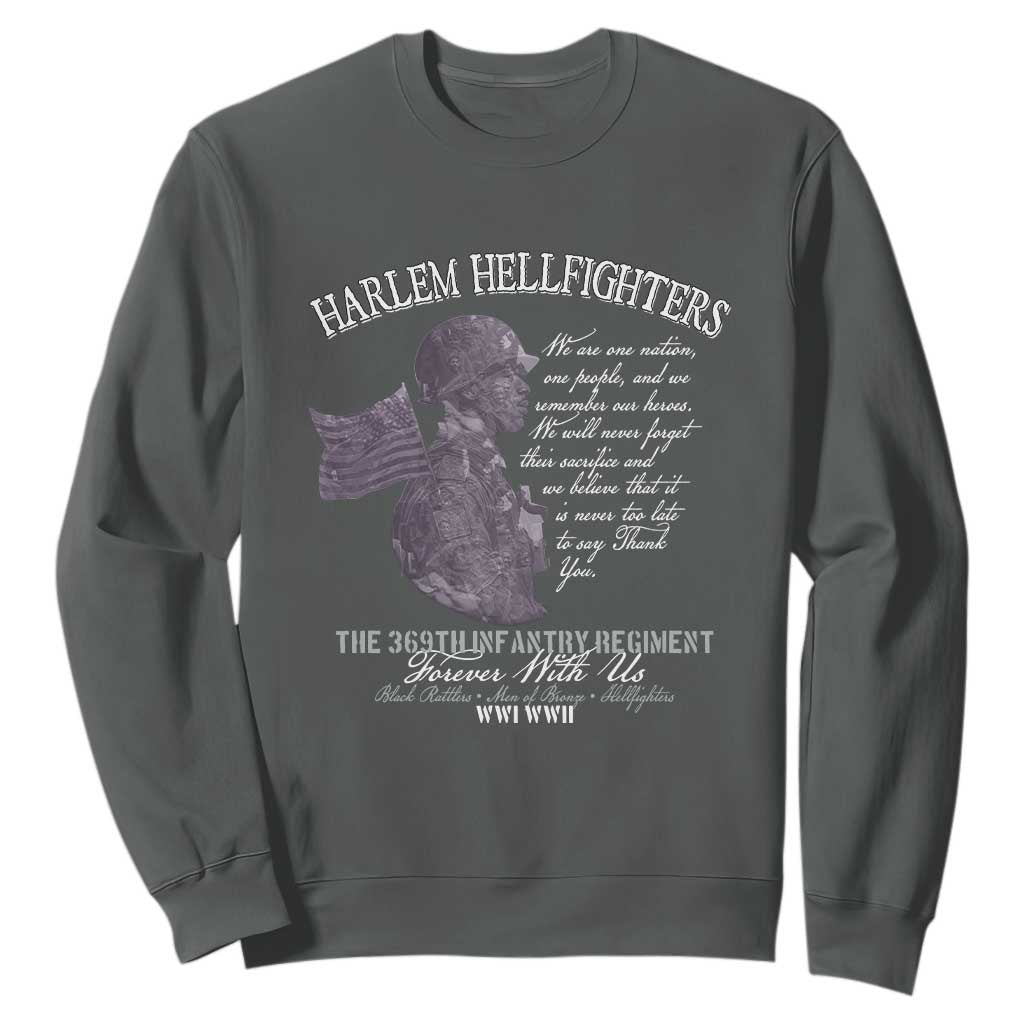 Harlem Hellfighters Tribute Sweatshirt 369th Infantry Regiment Military Soldiers Vintage TS02 Dark Heather Print Your Wear