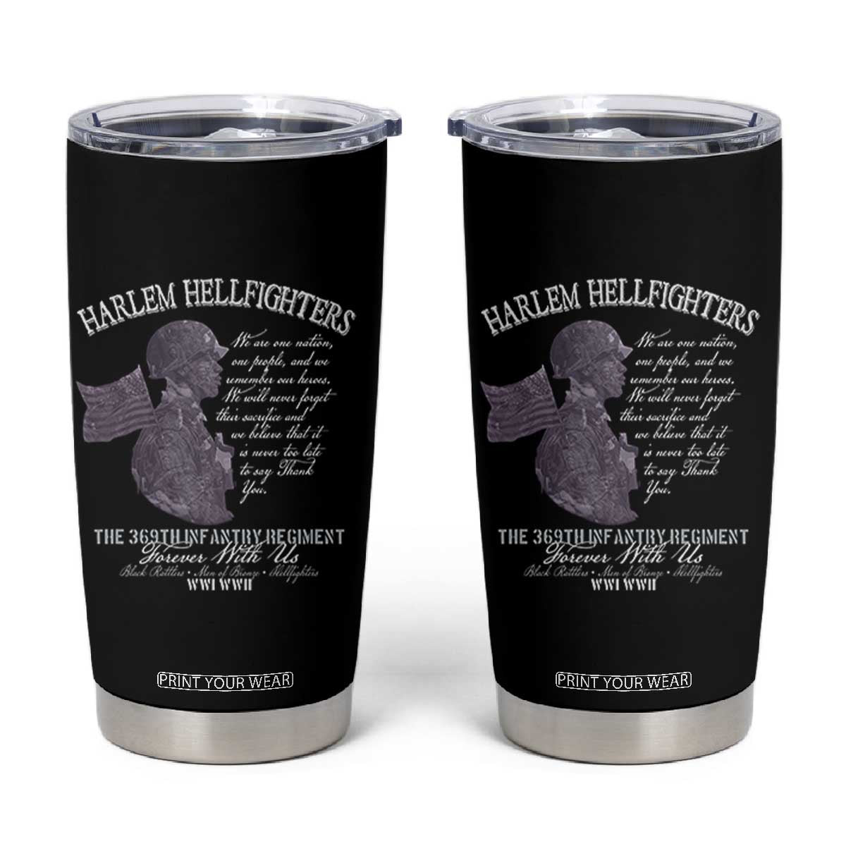 Harlem Hellfighters Tribute Tumbler Cup 369th Infantry Regiment Military Soldiers Vintage TS02 Black Print Your Wear