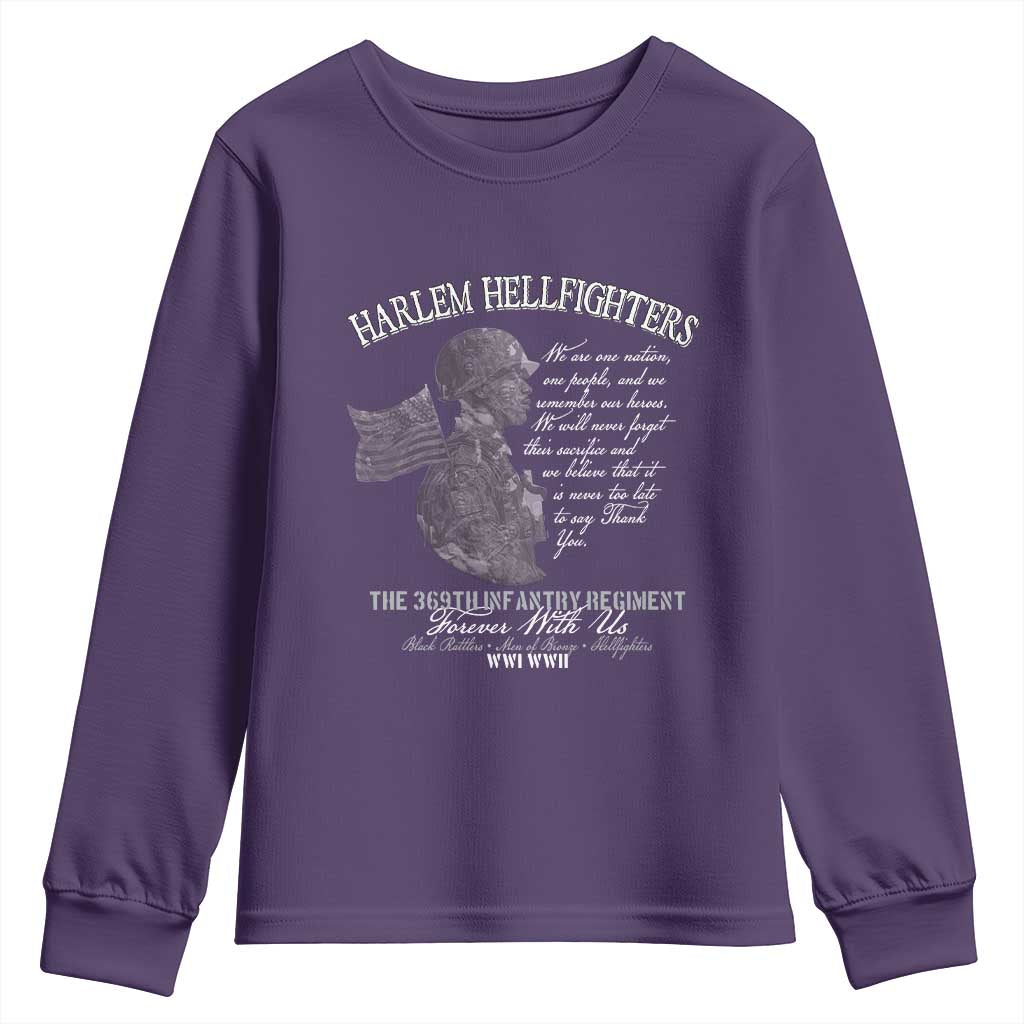 Harlem Hellfighters Tribute Youth Sweatshirt 369th Infantry Regiment Military Soldiers Vintage TS02 Purple Print Your Wear