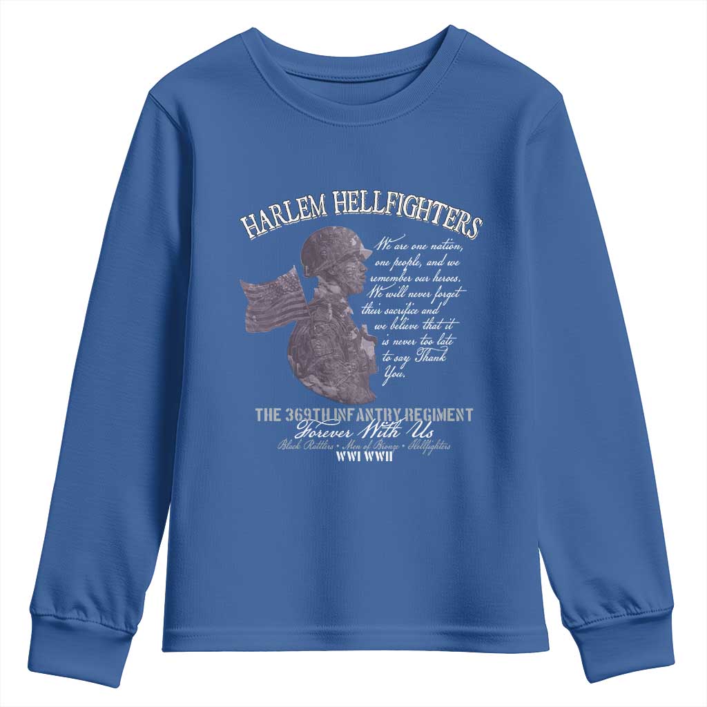 Harlem Hellfighters Tribute Youth Sweatshirt 369th Infantry Regiment Military Soldiers Vintage TS02 Royal Blue Print Your Wear