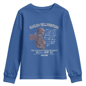 Harlem Hellfighters Tribute Youth Sweatshirt 369th Infantry Regiment Military Soldiers Vintage TS02 Royal Blue Print Your Wear