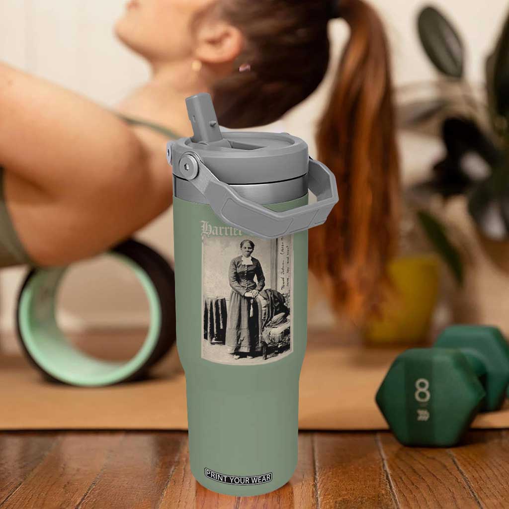 Harriet Tubman Flip Straw Tumbler Juneteenth Black History Freedom TS10 One Size: 30 oz Moss Green Print Your Wear
