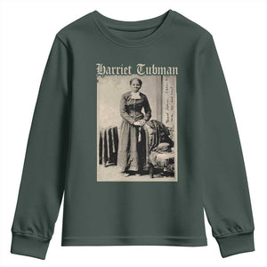 Harriet Tubman Youth Sweatshirt Juneteenth Black History Freedom TS10 Dark Forest Green Print Your Wear
