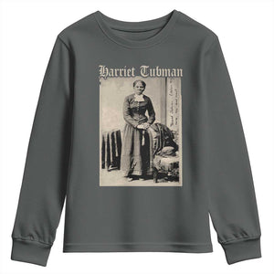 Harriet Tubman Youth Sweatshirt Juneteenth Black History Freedom TS10 Dark Heather Print Your Wear