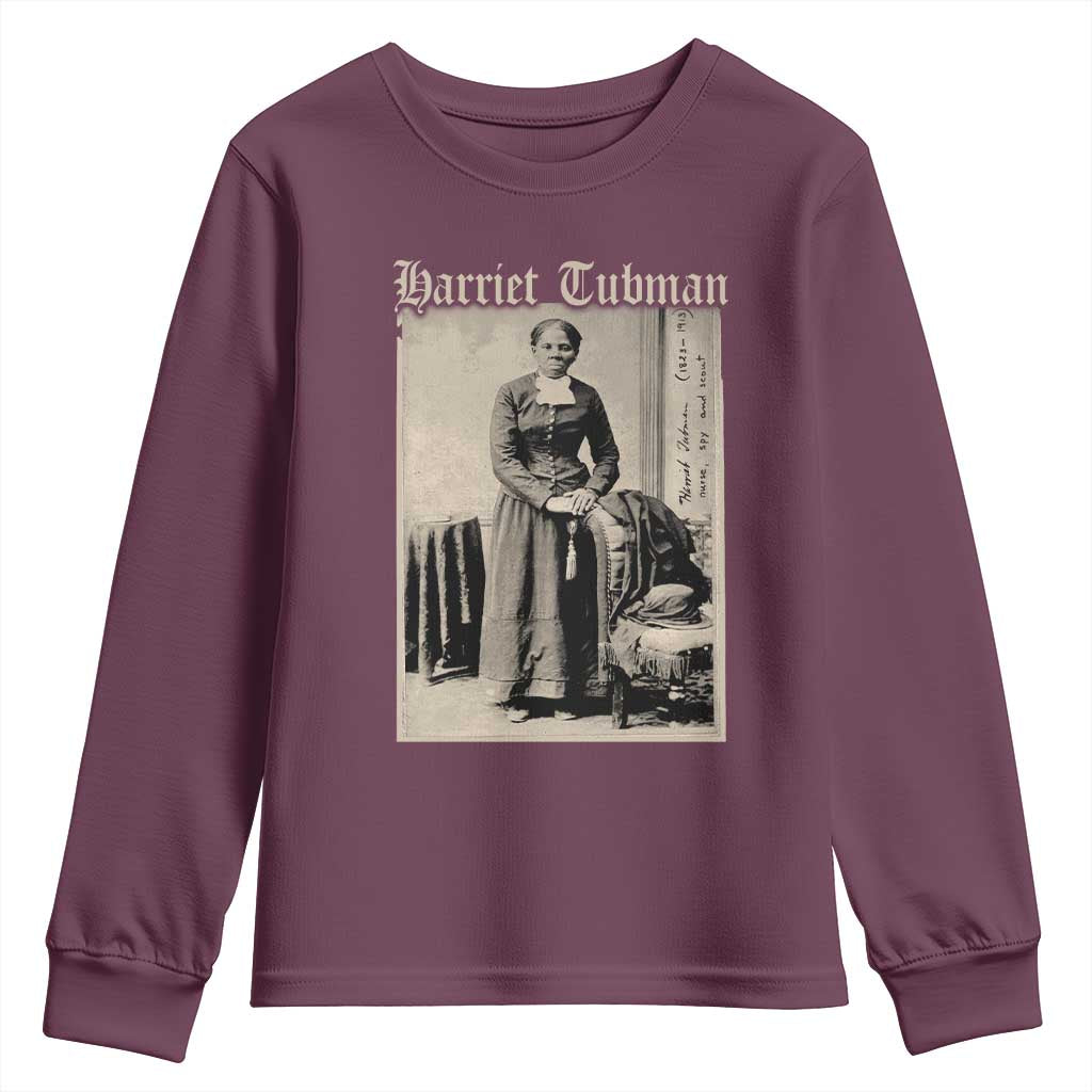 Harriet Tubman Youth Sweatshirt Juneteenth Black History Freedom TS10 Maroon Print Your Wear