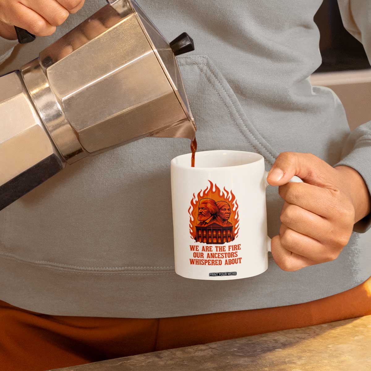 Harriet Tubman and Frederick Douglass Coffee Mug We Are the Fire Our Ancestors Whispered About Juneteenth 1865 TS02 Print Your Wear