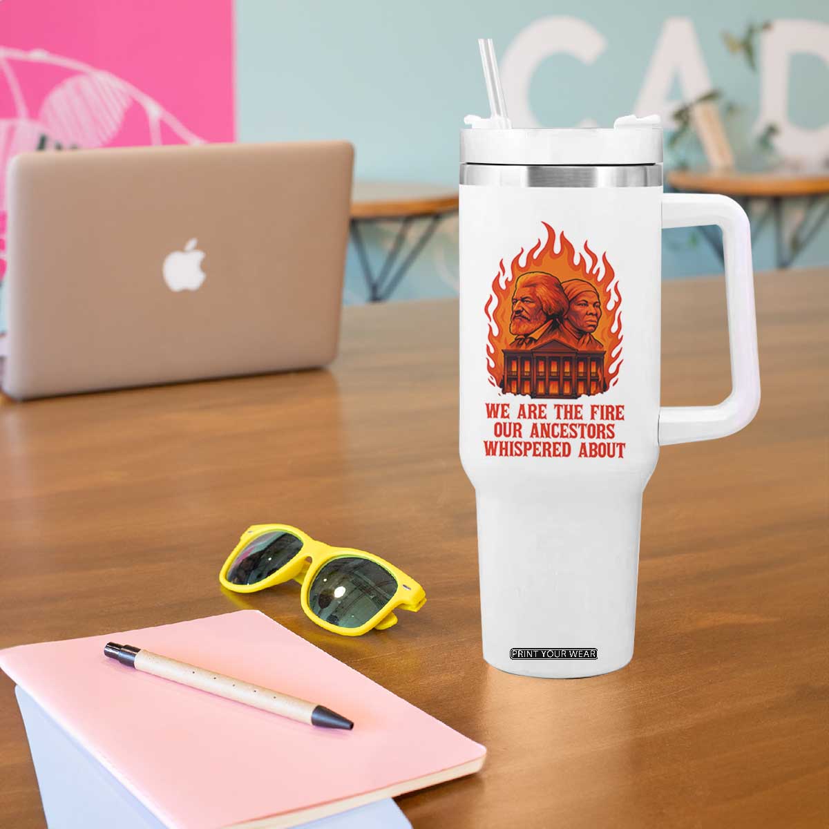 Harriet Tubman and Frederick Douglass Tumbler With Handle We Are the Fire Our Ancestors Whispered About Juneteenth 1865 TS02 Print Your Wear