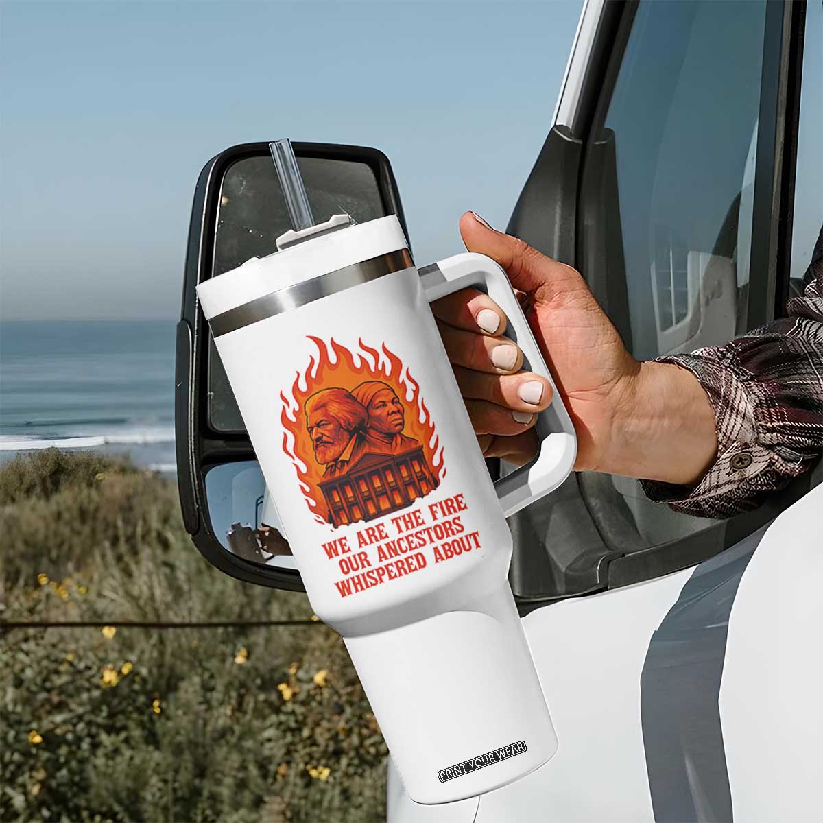 Harriet Tubman and Frederick Douglass Tumbler With Handle We Are the Fire Our Ancestors Whispered About Juneteenth 1865 TS02 Print Your Wear