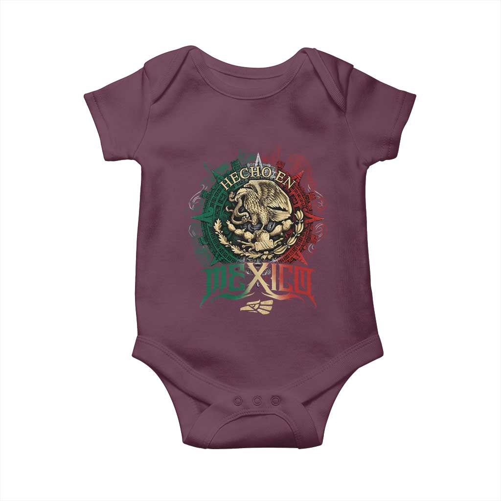 Hecho En Mexico Baby Onesie Mexican Pride Aztec Eagle TS11 Maroon Print Your Wear