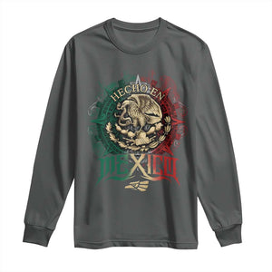 Hecho En Mexico Long Sleeve Shirt Mexican Pride Aztec Eagle TS11 Dark Heather Print Your Wear