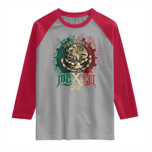 Hecho En Mexico Raglan Shirt Mexican Pride Aztec Eagle TS11 Sport Gray Red Print Your Wear