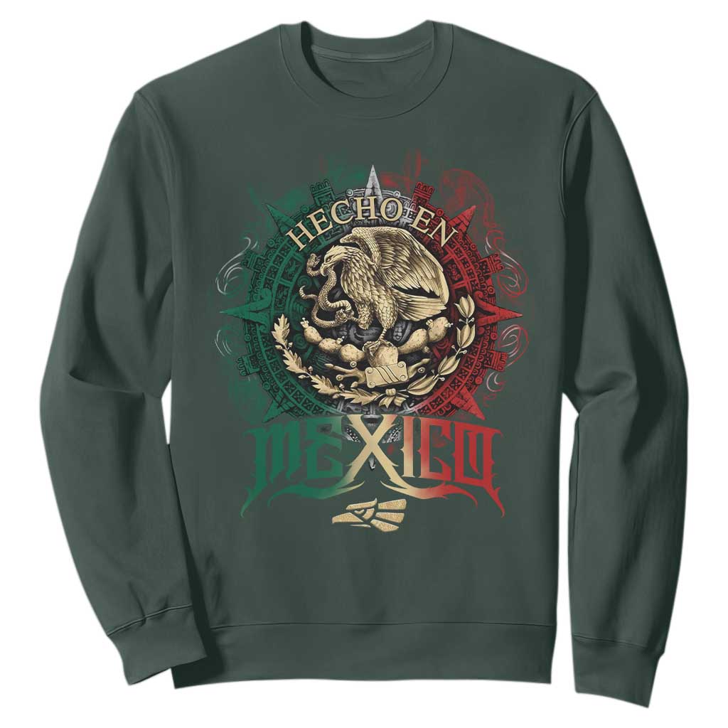 Hecho En Mexico Sweatshirt Mexican Pride Aztec Eagle TS11 Dark Forest Green Print Your Wear