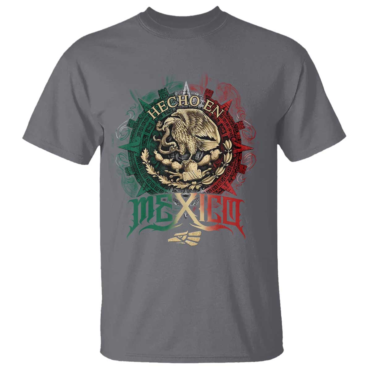 Hecho En Mexico T Shirt Mexican Pride Aztec Eagle TS11 Charcoal Print Your Wear