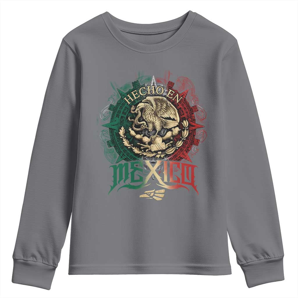 Hecho En Mexico Youth Sweatshirt Mexican Pride Aztec Eagle TS11 Charcoal Print Your Wear