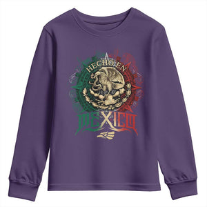 Hecho En Mexico Youth Sweatshirt Mexican Pride Aztec Eagle TS11 Purple Print Your Wear