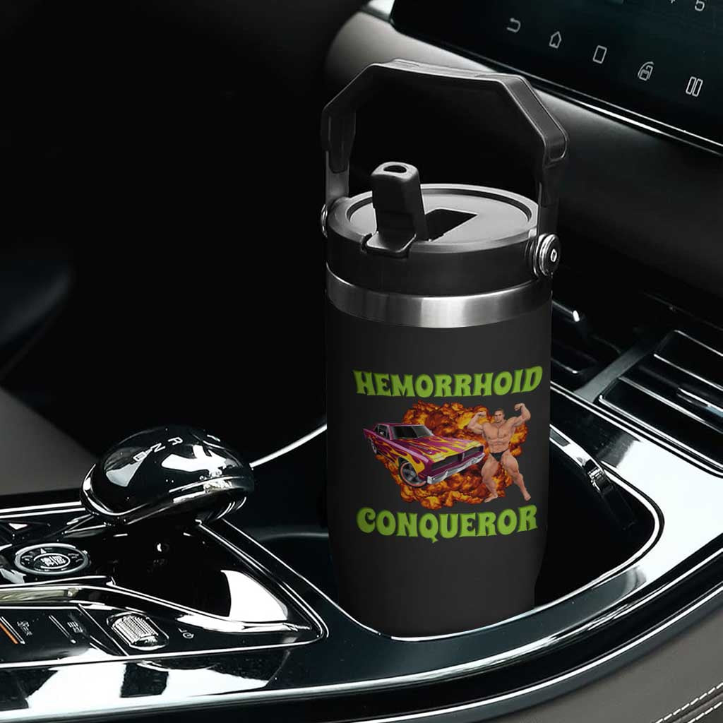 Hemorrhoid Conqueror Flip Straw Tumbler Funny Oddly Specific Dank Meme Absurd Muscle Car TS02 Print Your Wear
