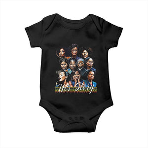 HerStory Tribute Baby Onesie Celebrating Legendary Black Women of History and Power TS02 Black Print Your Wear