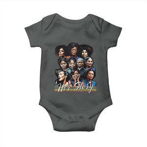 HerStory Tribute Baby Onesie Celebrating Legendary Black Women of History and Power TS02 Dark Heather Print Your Wear