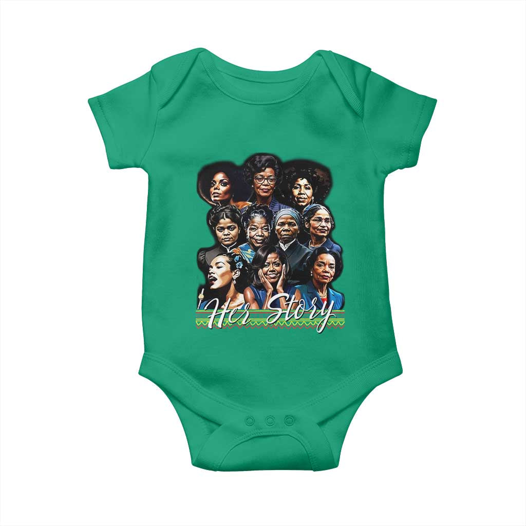HerStory Tribute Baby Onesie Celebrating Legendary Black Women of History and Power TS02 Irish Green Print Your Wear