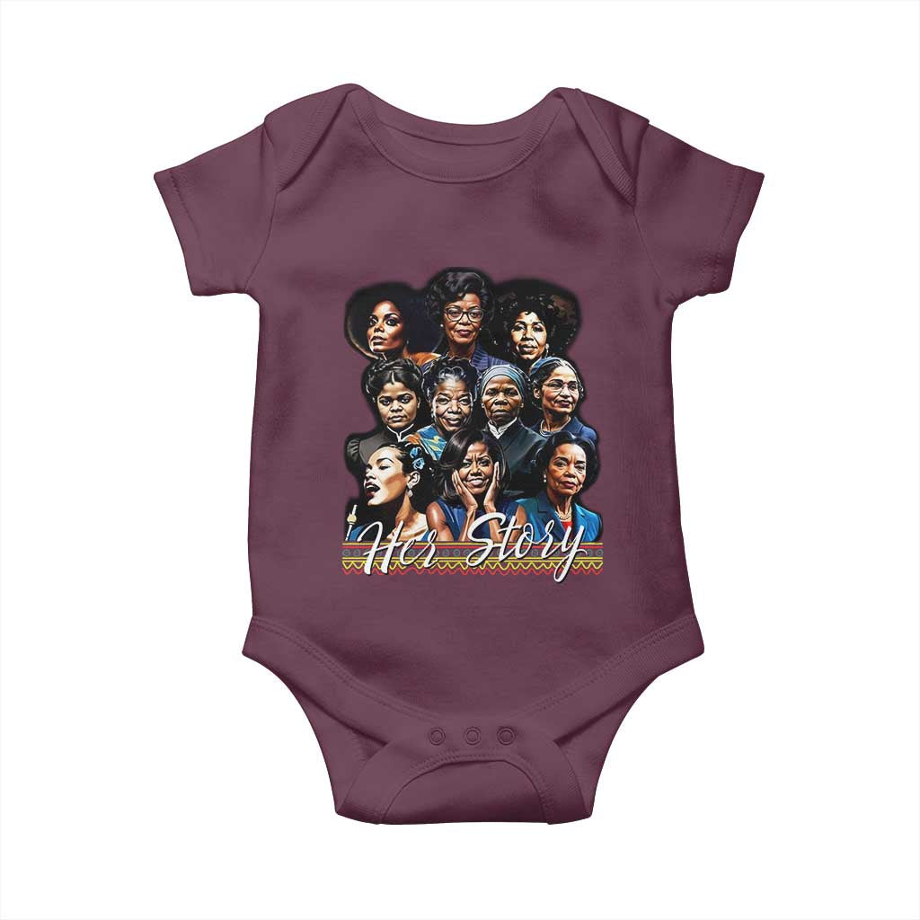 HerStory Tribute Baby Onesie Celebrating Legendary Black Women of History and Power TS02 Maroon Print Your Wear