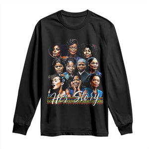 HerStory Tribute Long Sleeve Shirt Celebrating Legendary Black Women of History and Power TS02 Black Print Your Wear