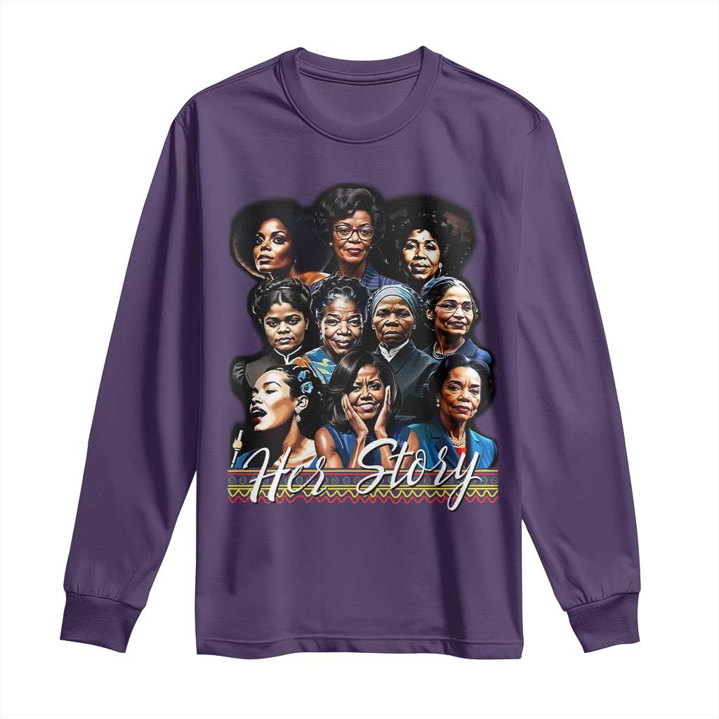 HerStory Tribute Long Sleeve Shirt Celebrating Legendary Black Women of History and Power TS02 Purple Print Your Wear