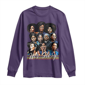 HerStory Tribute Long Sleeve Shirt Celebrating Legendary Black Women of History and Power TS02 Purple Print Your Wear