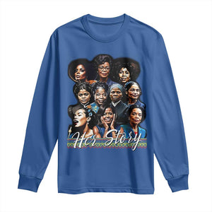 HerStory Tribute Long Sleeve Shirt Celebrating Legendary Black Women of History and Power TS02 Royal Blue Print Your Wear