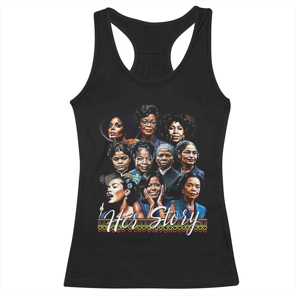 HerStory Tribute Racerback Tank Top Celebrating Legendary Black Women of History and Power TS02 Black Print Your Wear
