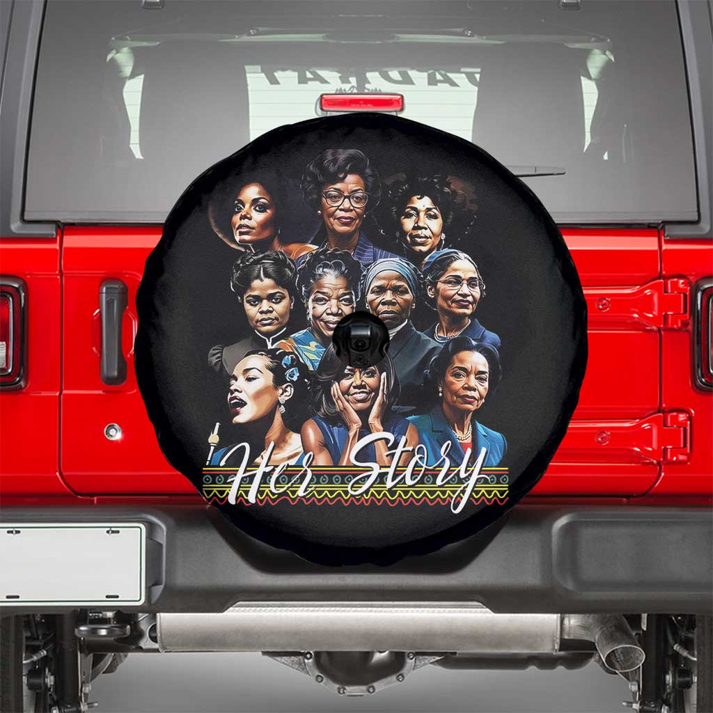 HerStory Tribute Spare Tire Cover Celebrating Legendary Black Women of History and Power TS02 Black Print Your Wear