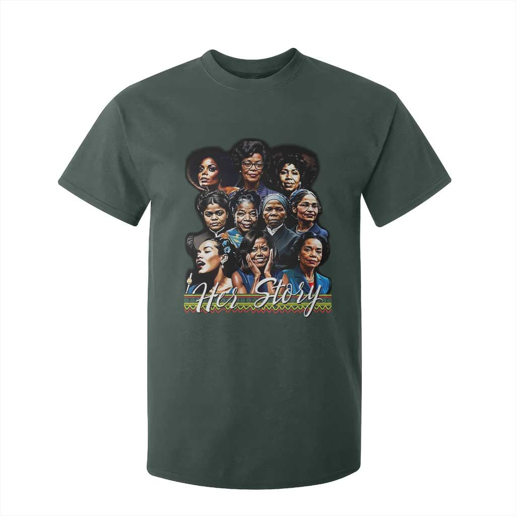 HerStory Tribute T Shirt For Kid Celebrating Legendary Black Women of History and Power TS02 Dark Forest Green Print Your Wear