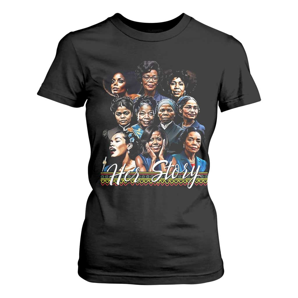 HerStory Tribute T Shirt For Women Celebrating Legendary Black Women of History and Power TS02 Black Print Your Wear