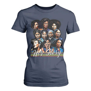 HerStory Tribute T Shirt For Women Celebrating Legendary Black Women of History and Power TS02 Navy Print Your Wear