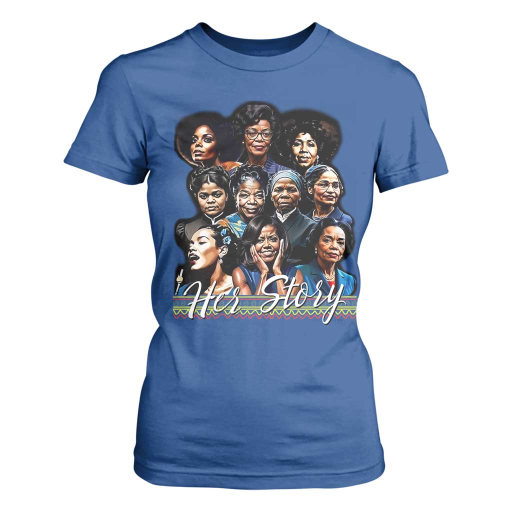 HerStory Tribute T Shirt For Women Celebrating Legendary Black Women of History and Power TS02 Royal Blue Print Your Wear