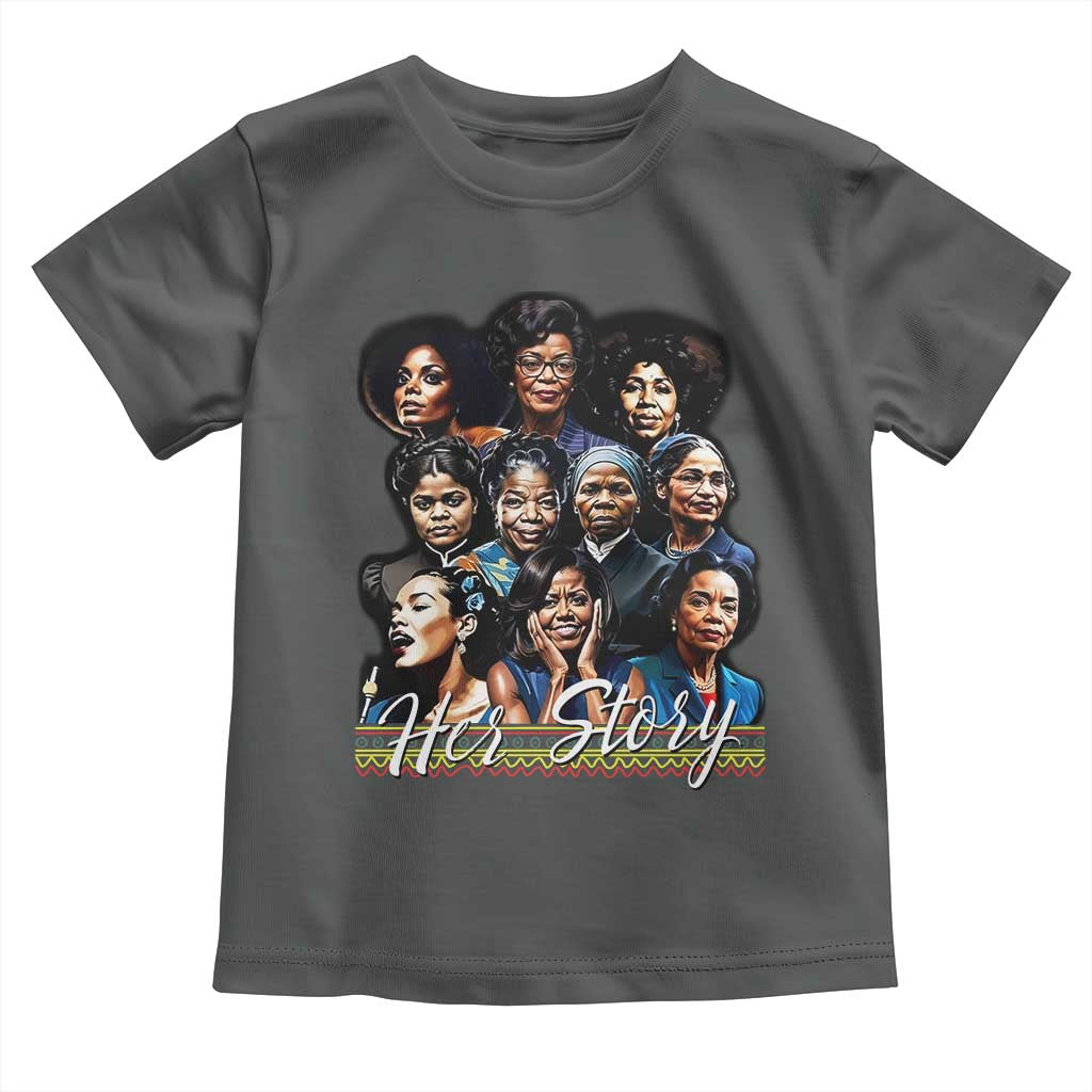 HerStory Tribute Toddler T Shirt Celebrating Legendary Black Women of History and Power TS02 Dark Heather Print Your Wear