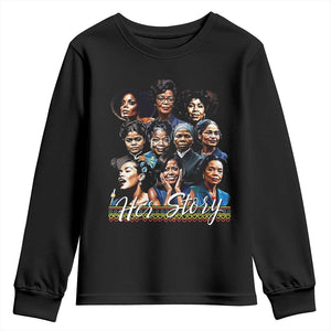 HerStory Tribute Youth Sweatshirt Celebrating Legendary Black Women of History and Power TS02 Black Print Your Wear