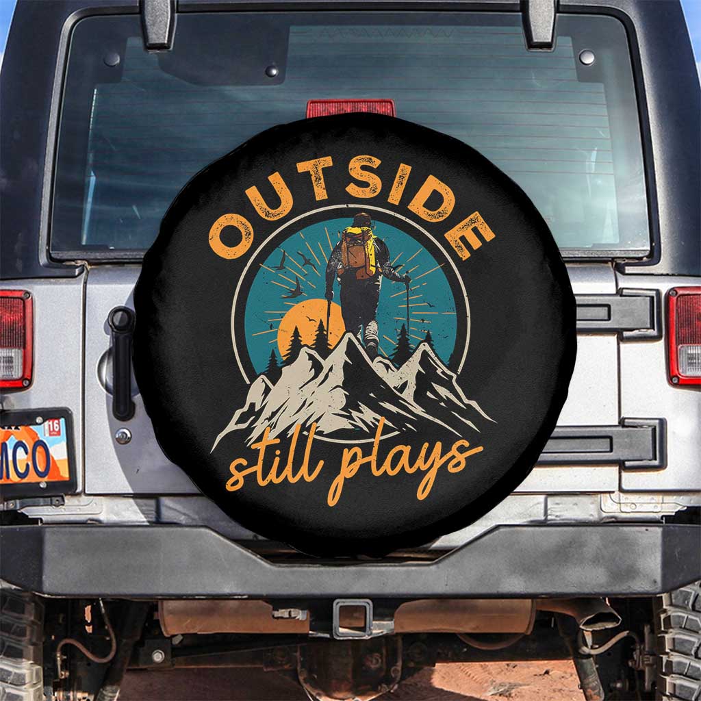 Hiking Camping Spare Tire Cover Outside Still Plays Vintage Mountain Forest TS11 No hole Black Print Your Wear