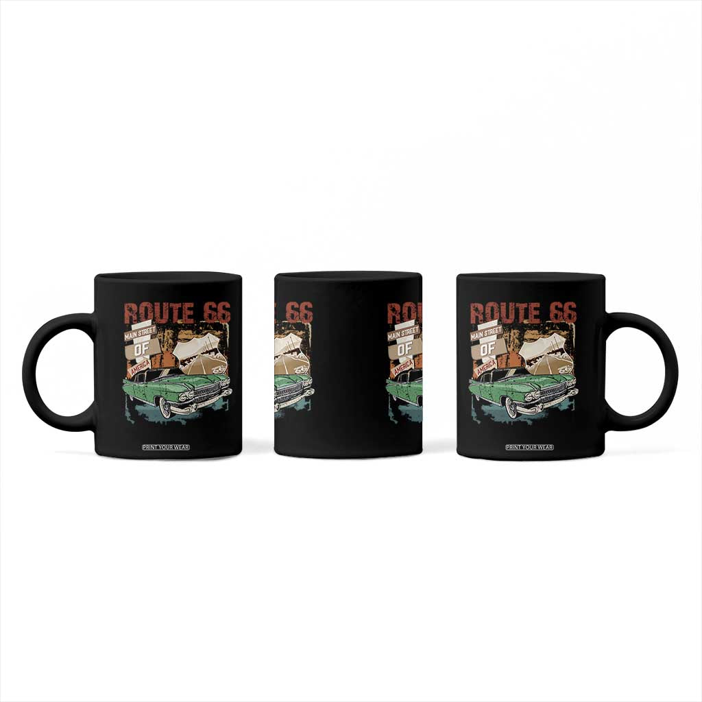Historic Highway Mother Road 66 Coffee Mug Main Street Of America Vintage Car TS09 Print Your Wear