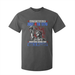 History Began July 4th 1776 T Shirt For Kid Bold Patriotic Statement Statue of Liberty TS02 Dark Heather Print Your Wear