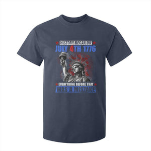 History Began July 4th 1776 T Shirt For Kid Bold Patriotic Statement Statue of Liberty TS02 Navy Print Your Wear