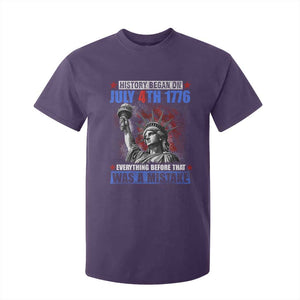History Began July 4th 1776 T Shirt For Kid Bold Patriotic Statement Statue of Liberty TS02 Purple Print Your Wear