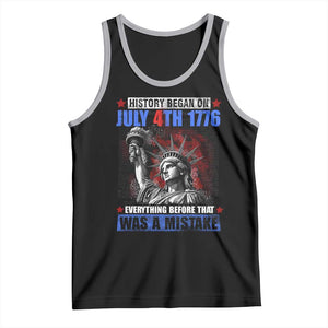 History Began July 4th 1776 Tank Top Bold Patriotic Statement Statue of Liberty TS02 Black Athletic Heather Print Your Wear