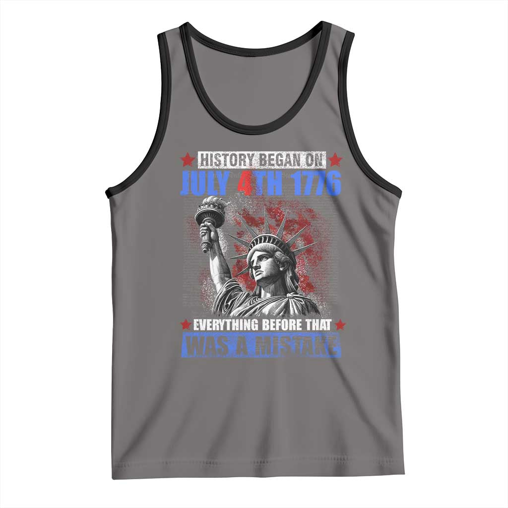 History Began July 4th 1776 Tank Top Bold Patriotic Statement Statue of Liberty TS02 Deep Heather Black Print Your Wear