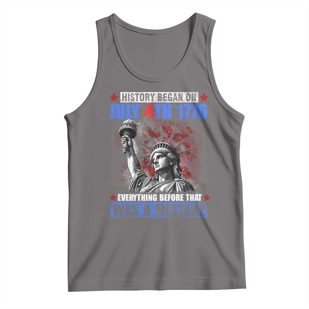 History Began July 4th 1776 Tank Top Bold Patriotic Statement Statue of Liberty TS02 Deep Heather Print Your Wear