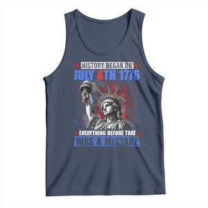 History Began July 4th 1776 Tank Top Bold Patriotic Statement Statue of Liberty TS02 Navy Print Your Wear