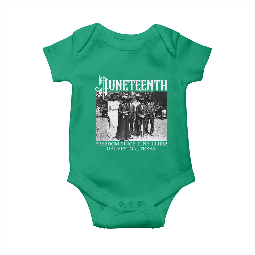 History Of Juneteenth Baby Onesie Freedom Since June 19 Galveston Texas TS11 Irish Green Print Your Wear