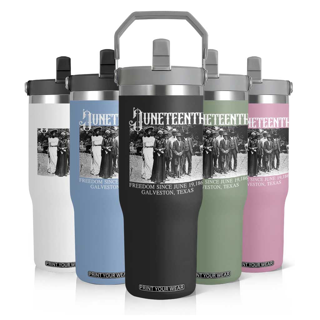 History Of Juneteenth Flip Straw Tumbler Freedom Since June 19 Galveston Texas TS11 Print Your Wear