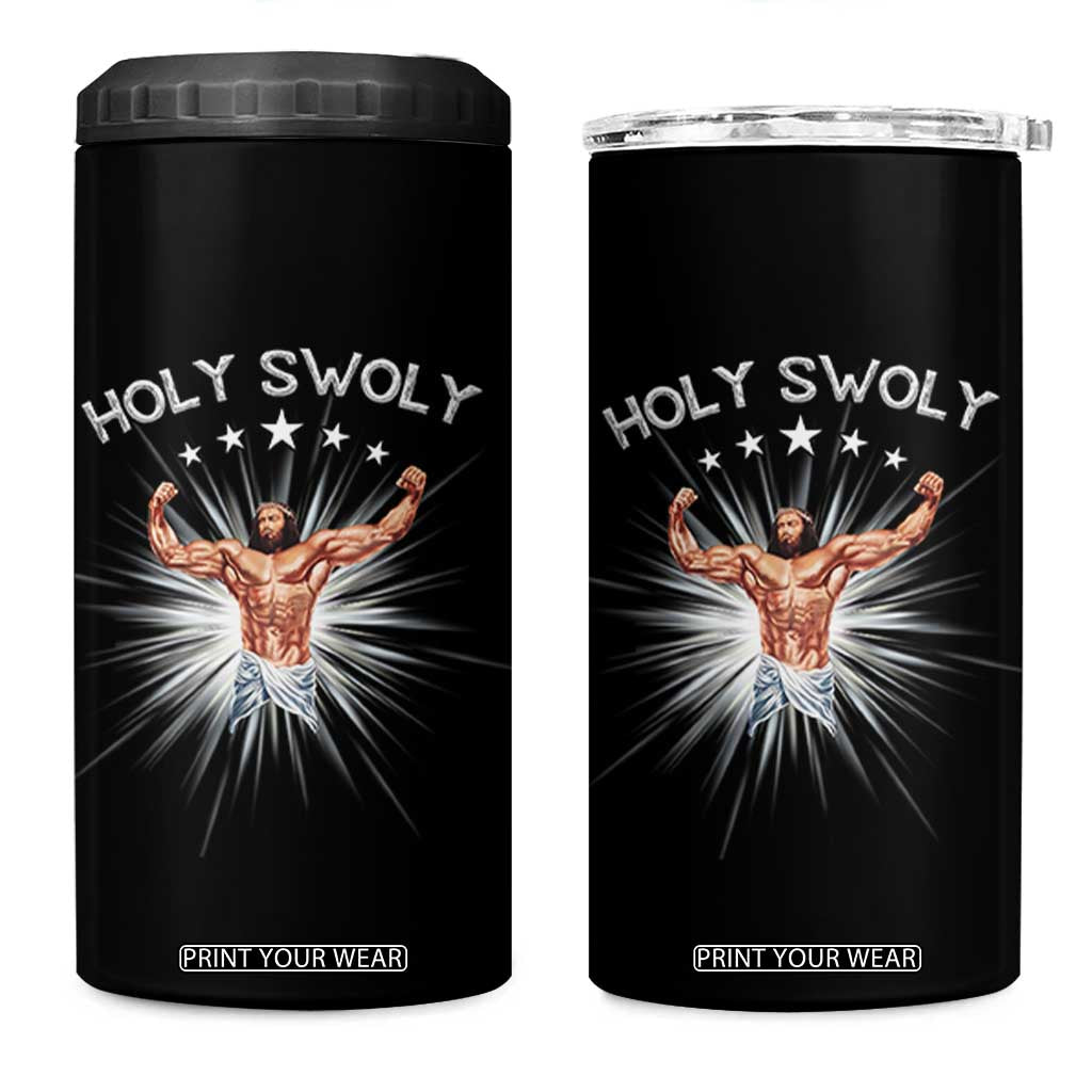 Holy Swoly 4 in 1 Can Cooler Tumbler Funny Jesus Workout Motivation Bodybuilding Fitness TS02 One Size: 16 oz Black Print Your Wear